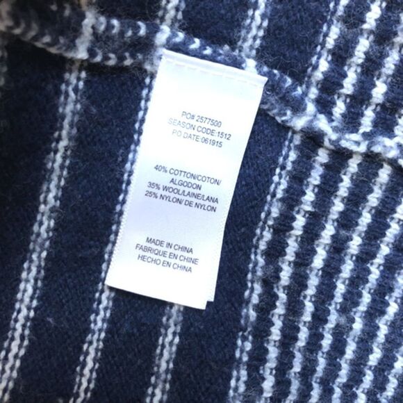 Splendid Wool Blend Cardigan Sweater Needle Stripe in Navy & Natural XS - Picture 7 of 8